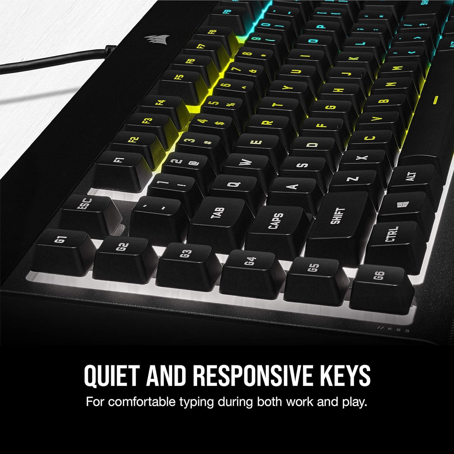 CORSAIR K55 RGB Pro-Dynamic RGB Backlighting - Six Macro Keys with Elgato Stream Deck Software Integration-Ip42 Dust and Spill Resistant-Detachable Palm Rest-Dedicated Media and Volume Keys, Black