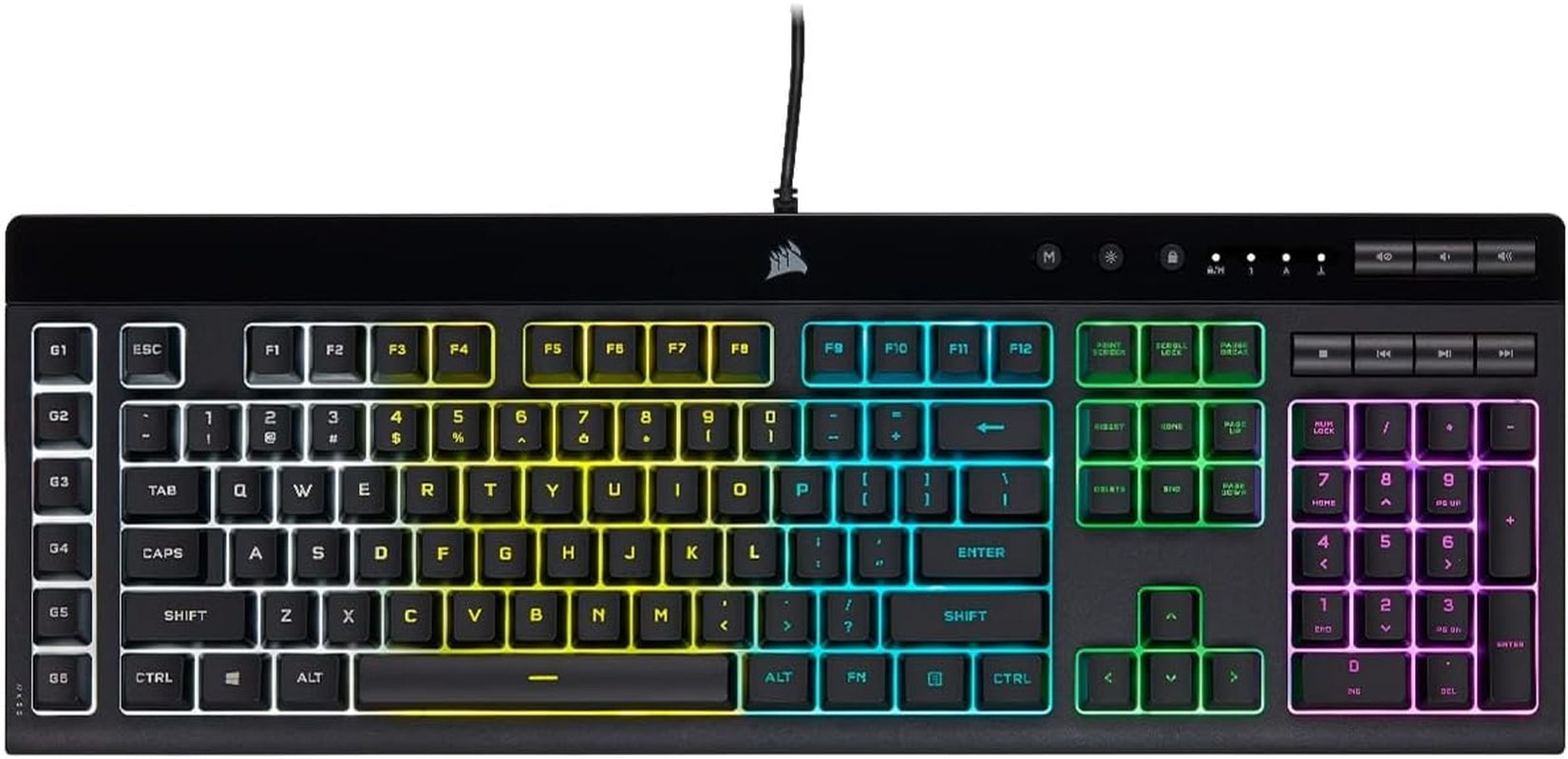 CORSAIR K55 RGB Pro-Dynamic RGB Backlighting - Six Macro Keys with Elgato Stream Deck Software Integration-Ip42 Dust and Spill Resistant-Detachable Palm Rest-Dedicated Media and Volume Keys, Black