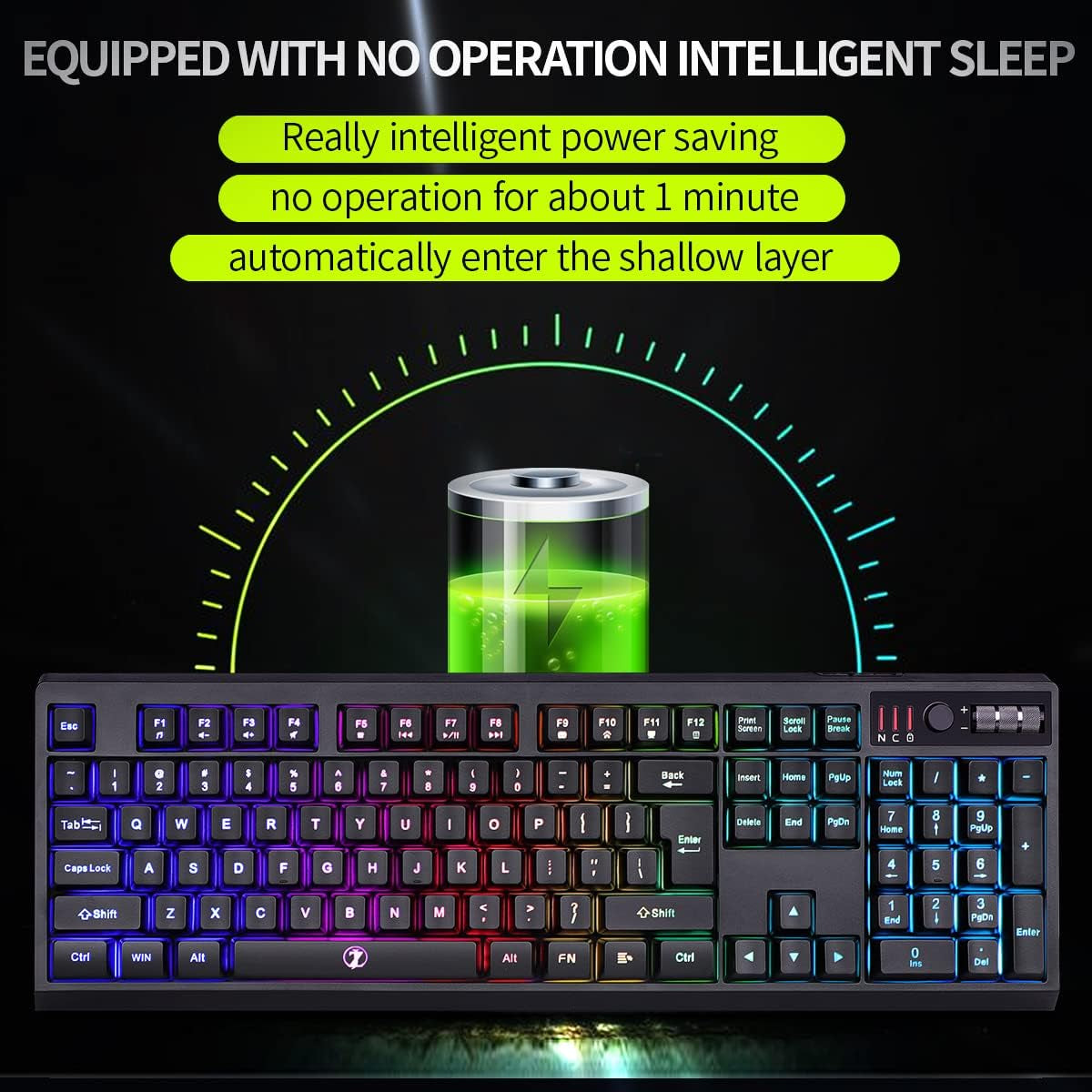 ZJFKSDYX C104 Wireless Gaming Keyboard and Mouse Combo - RGB Backlit, Mechanical Feel, Anti-Ghosting, Rechargeable Battery, 3200 DPI Precision for Gamers