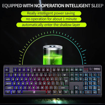 ZJFKSDYX C104 Wireless Gaming Keyboard and Mouse Combo - RGB Backlit, Mechanical Feel, Anti-Ghosting, Rechargeable Battery, 3200 DPI Precision for Gamers
