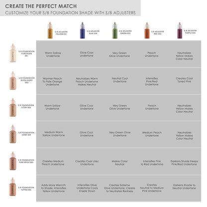 TEMPTU S/B Silicone-Based Shade Adjuster: Long-Lasting, Highly-Pigmented Formula for Customizing S/B Foundation Shades, Available in 7 Primary Colors