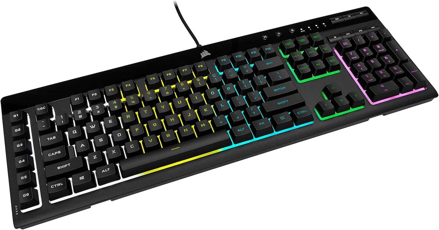 CORSAIR K55 RGB Pro-Dynamic RGB Backlighting - Six Macro Keys with Elgato Stream Deck Software Integration-Ip42 Dust and Spill Resistant-Detachable Palm Rest-Dedicated Media and Volume Keys, Black