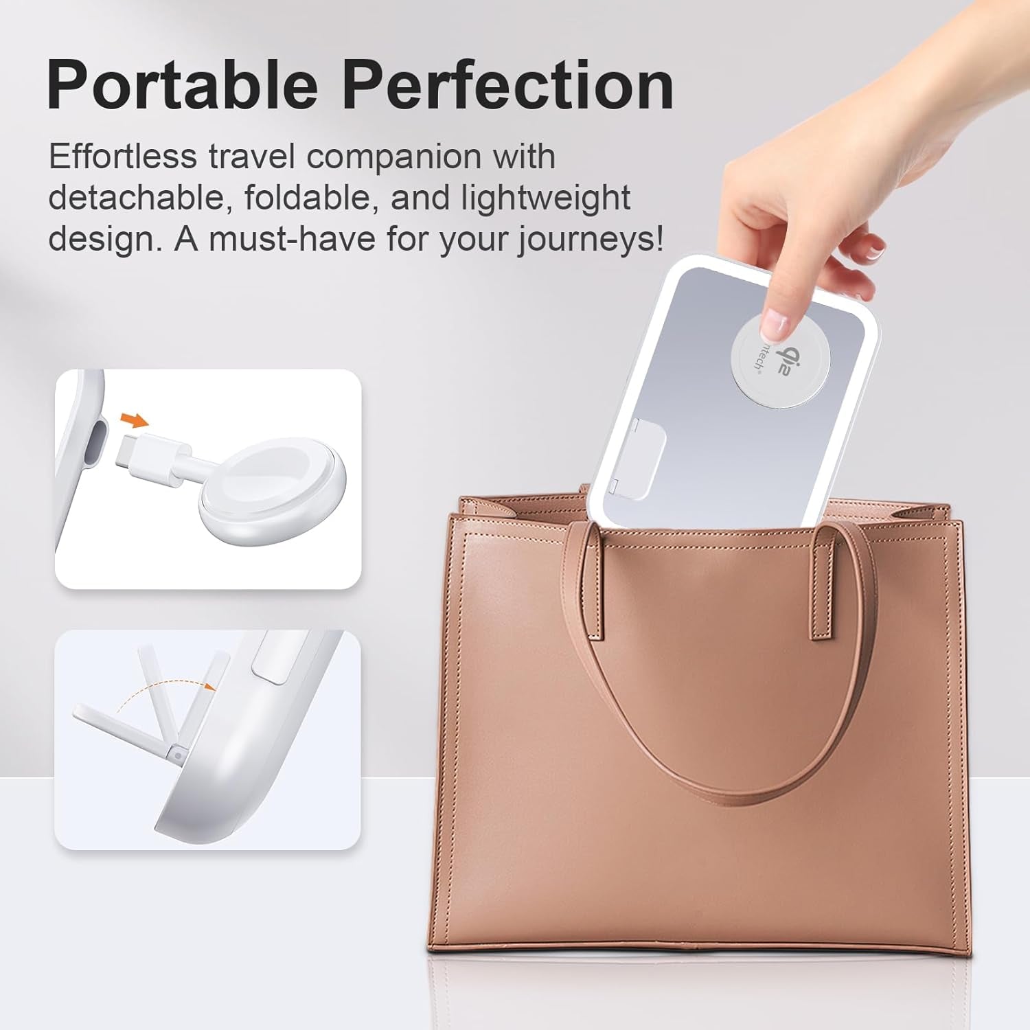 ION 4 in 1 Magsafe-Compatible Charging Station,15W with Qi2 Certified Wireless Charger,Magnetic Phone Holder & Mirror,Charging Station for Multiple Devices Apple Watch Airpods, Iphone 16 15 14 13