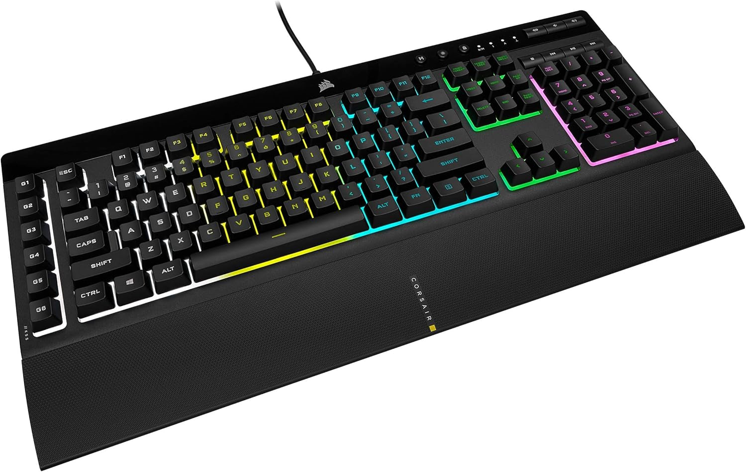 CORSAIR K55 RGB Pro-Dynamic RGB Backlighting - Six Macro Keys with Elgato Stream Deck Software Integration-Ip42 Dust and Spill Resistant-Detachable Palm Rest-Dedicated Media and Volume Keys, Black