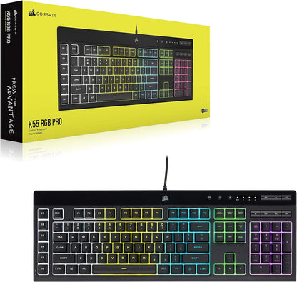 CORSAIR K55 RGB Pro-Dynamic RGB Backlighting - Six Macro Keys with Elgato Stream Deck Software Integration-Ip42 Dust and Spill Resistant-Detachable Palm Rest-Dedicated Media and Volume Keys, Black
