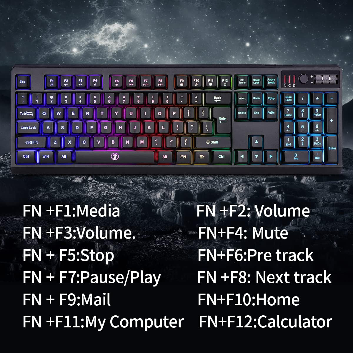 ZJFKSDYX C104 Wireless Gaming Keyboard and Mouse Combo - RGB Backlit, Mechanical Feel, Anti-Ghosting, Rechargeable Battery, 3200 DPI Precision for Gamers