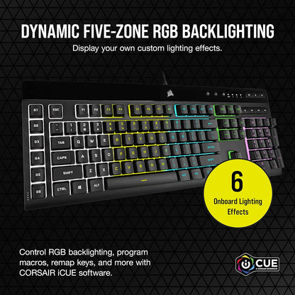 CORSAIR K55 RGB Pro-Dynamic RGB Backlighting - Six Macro Keys with Elgato Stream Deck Software Integration-Ip42 Dust and Spill Resistant-Detachable Palm Rest-Dedicated Media and Volume Keys, Black