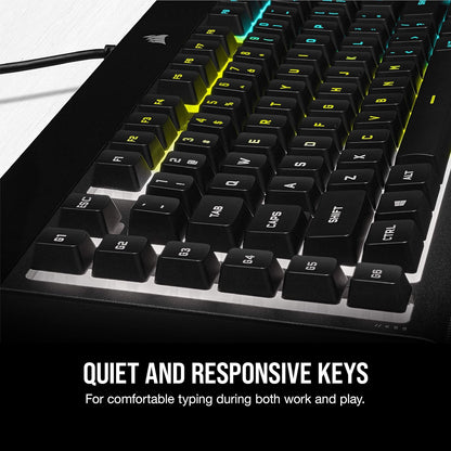 CORSAIR K55 RGB Pro-Dynamic RGB Backlighting - Six Macro Keys with Elgato Stream Deck Software Integration-Ip42 Dust and Spill Resistant-Detachable Palm Rest-Dedicated Media and Volume Keys, Black