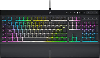 CORSAIR K55 RGB Pro-Dynamic RGB Backlighting - Six Macro Keys with Elgato Stream Deck Software Integration-Ip42 Dust and Spill Resistant-Detachable Palm Rest-Dedicated Media and Volume Keys, Black