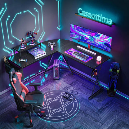 Casaottima L Shaped Gaming Desk, Home Office Desk with round Corner, Computer Desk with Large Monitor Stand Desk Workstation, 51 Inches