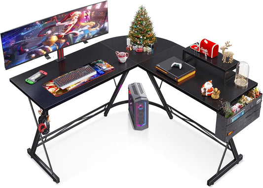 Casaottima L Shaped Gaming Desk, Home Office Desk with round Corner, Computer Desk with Large Monitor Stand Desk Workstation, 51 Inches