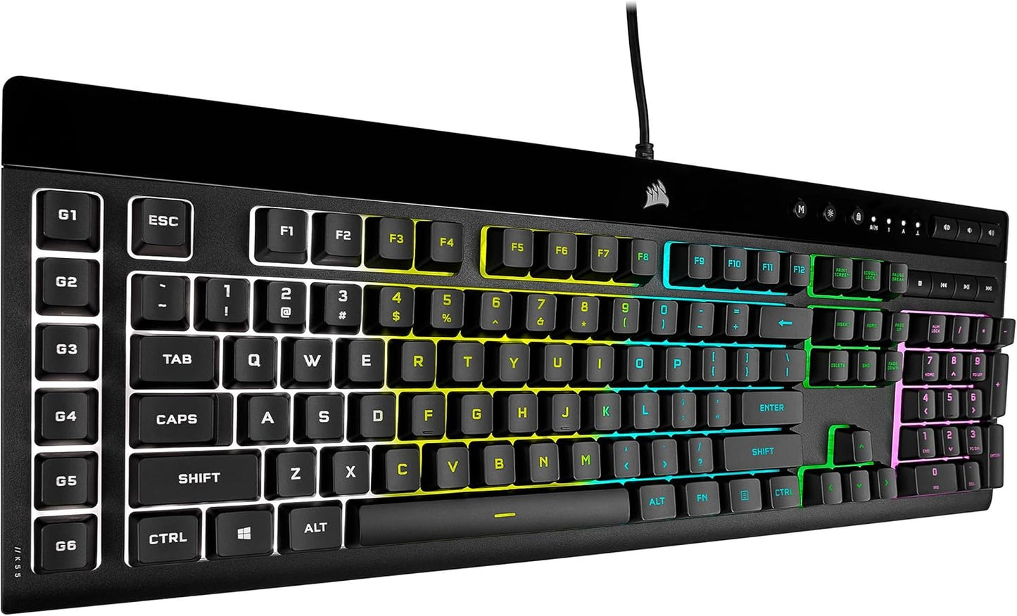 CORSAIR K55 RGB Pro-Dynamic RGB Backlighting - Six Macro Keys with Elgato Stream Deck Software Integration-Ip42 Dust and Spill Resistant-Detachable Palm Rest-Dedicated Media and Volume Keys, Black