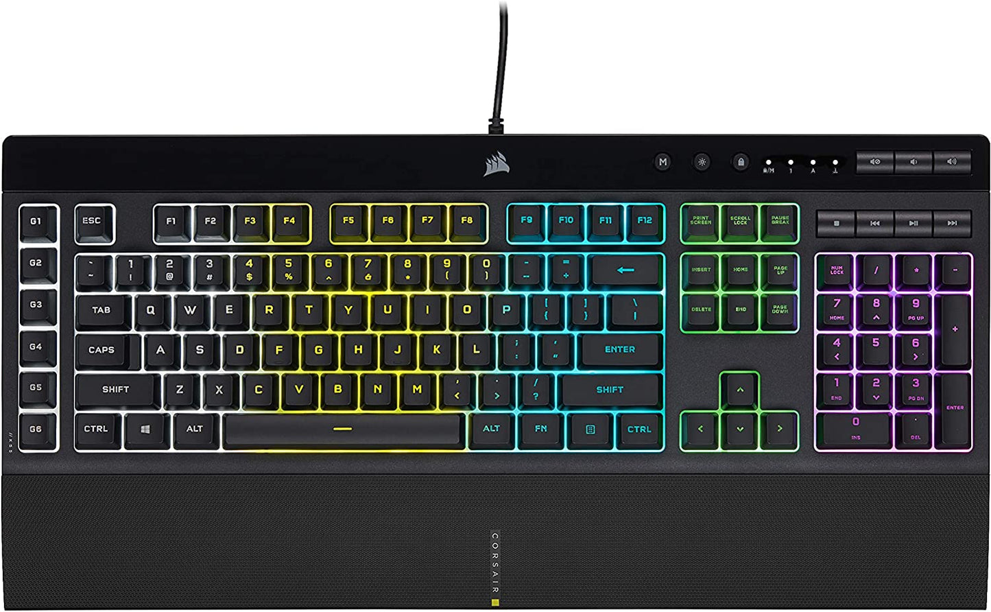 CORSAIR K55 RGB Pro-Dynamic RGB Backlighting - Six Macro Keys with Elgato Stream Deck Software Integration-Ip42 Dust and Spill Resistant-Detachable Palm Rest-Dedicated Media and Volume Keys, Black