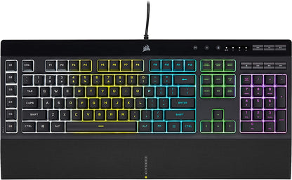 CORSAIR K55 RGB Pro-Dynamic RGB Backlighting - Six Macro Keys with Elgato Stream Deck Software Integration-Ip42 Dust and Spill Resistant-Detachable Palm Rest-Dedicated Media and Volume Keys, Black
