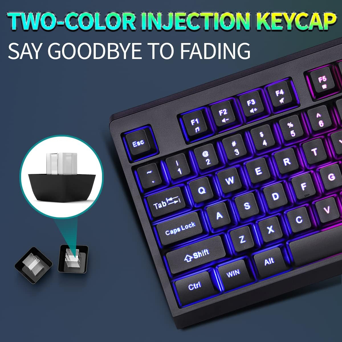 ZJFKSDYX C104 Wireless Gaming Keyboard and Mouse Combo - RGB Backlit, Mechanical Feel, Anti-Ghosting, Rechargeable Battery, 3200 DPI Precision for Gamers