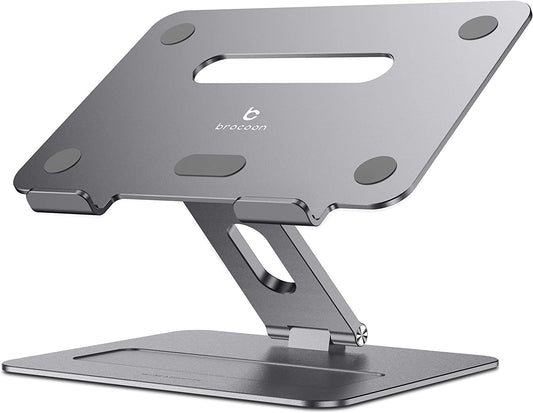 Ergonomic Adjustable Aluminum Laptop Stand with Heat Vent for 10-17" MacBooks and Laptops, Space Grey